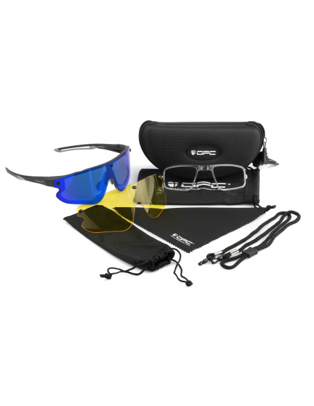 Okulary przeciwsłoneczne OPC All Round MORPHO Matt Black/ Blue REVO/ Yellow Set